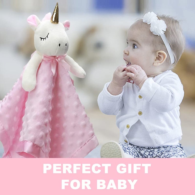 Pro Goleem Unicorn Loveys for Babies Soft Plush Pink Security Blanket for Girls Snuggle Toy Stuffed Animal Lovies for Babies Baby Girl Gifts for Newborn, Infant and Toddler, 16 Inch - Image 3