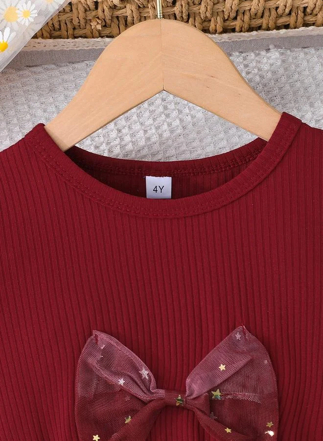 تايك تو Take Two Mesh Insert Embellished Dress with Bow Detail