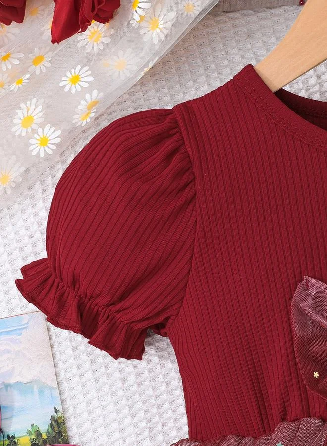 تايك تو فستان مزين بشريط فيونكة مع تفاصيل شبكية
