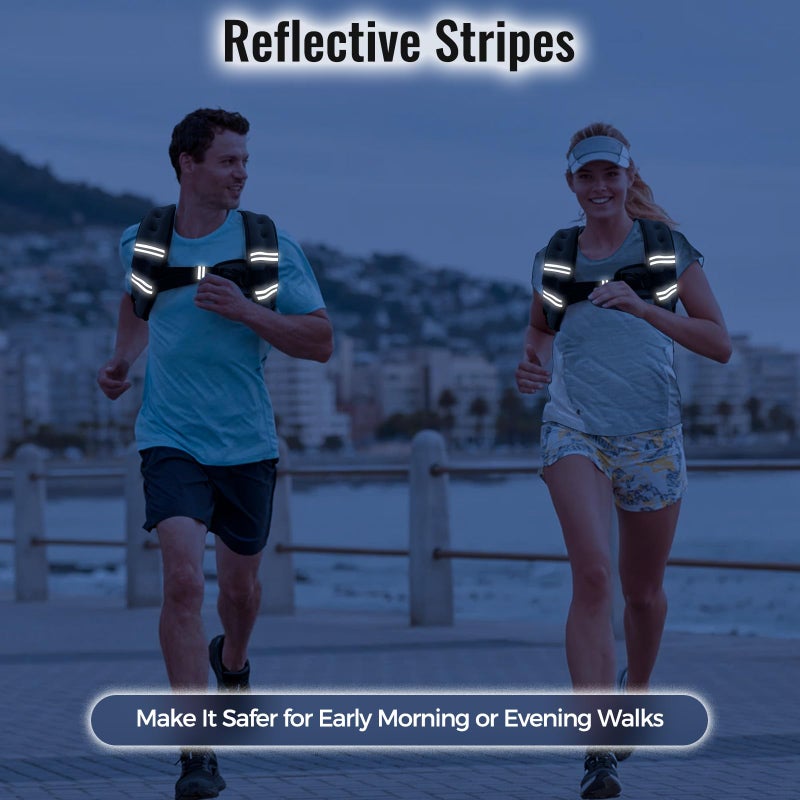 Zeerun Weighted Vest for Women & Men with Reflective Stripe and Adjustable Buckle, Comfortable & Durable Rucking Vest for Walking, Running & Strength Training, 8LBS-Black - Image 5