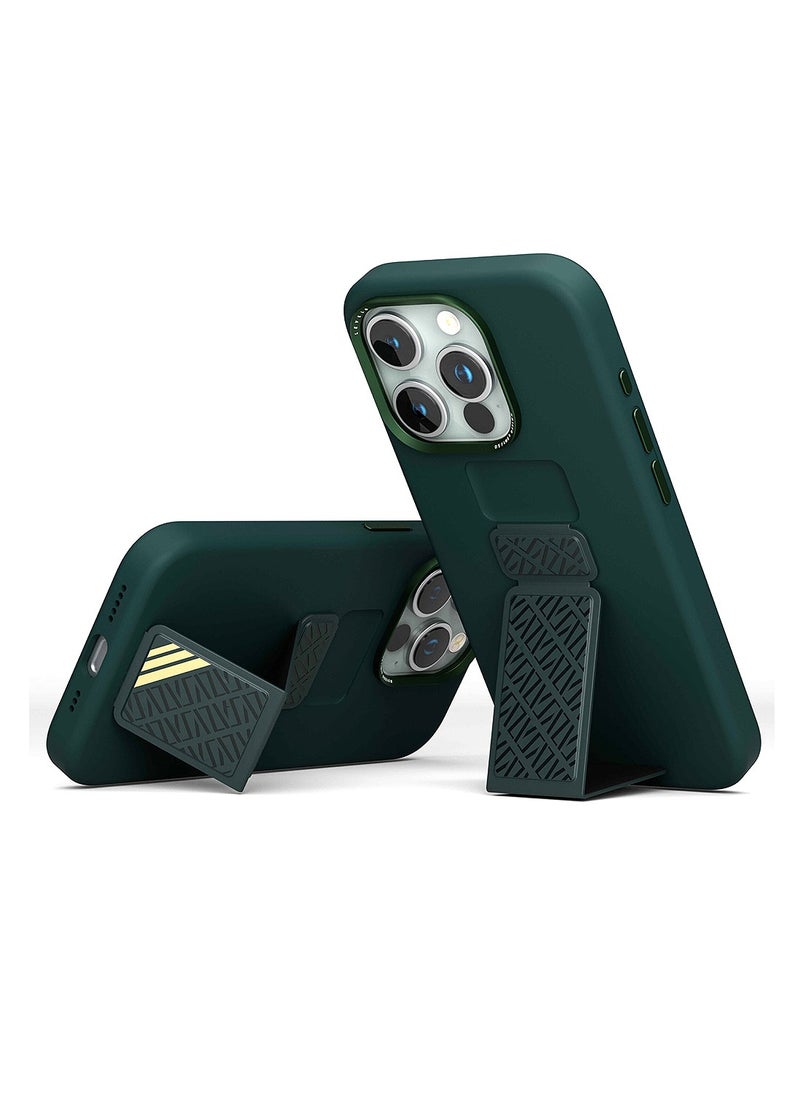 LEVELO Levelo Morphix iPhone 15 Pro Max Silicone Cover with Leather Grip - Green  - Image 2