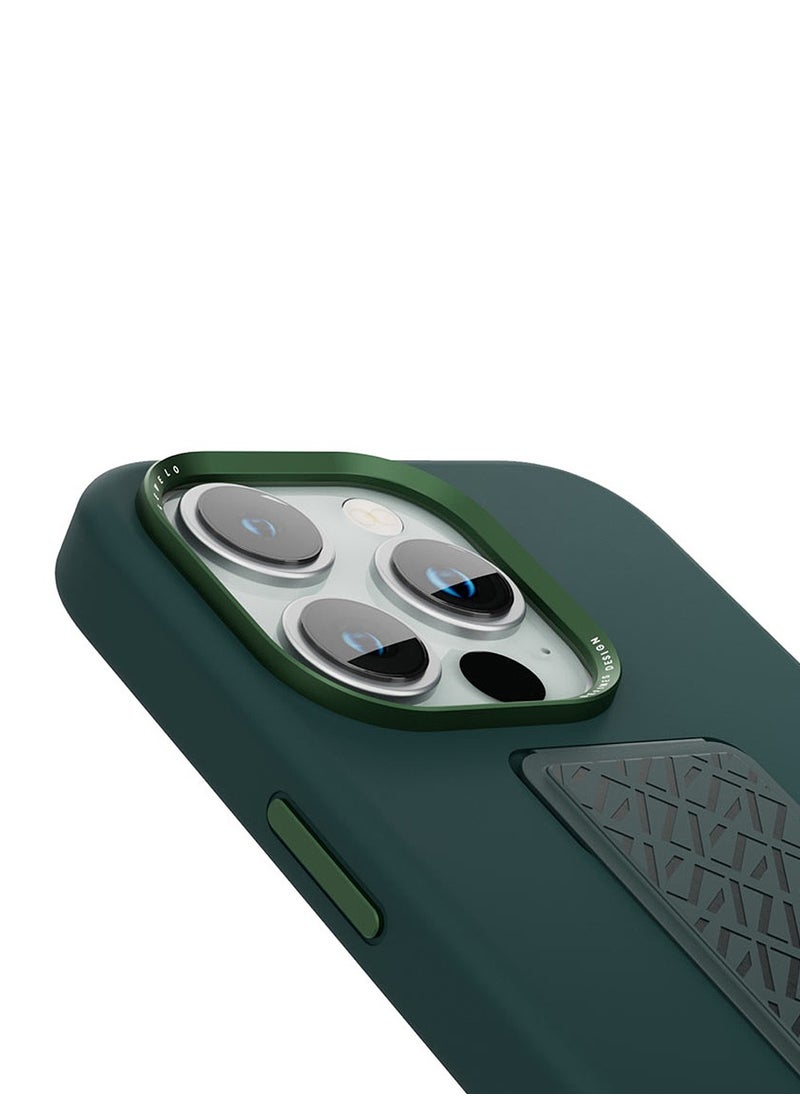LEVELO Levelo Morphix iPhone 15 Pro Max Silicone Cover with Leather Grip - Green  - Image 3