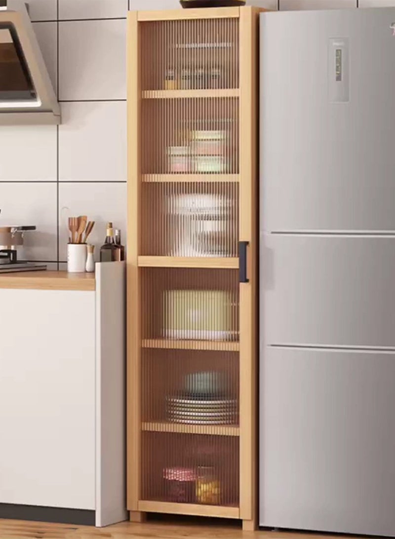 YY-ريشير 6 طبقات خزانة مطبخ ضيقة، خزانة جانبية من الخيزران مع باب لغرفة المعيشة، خزانة زاوية لغرفة المعيشة والمطبخ - Image 1