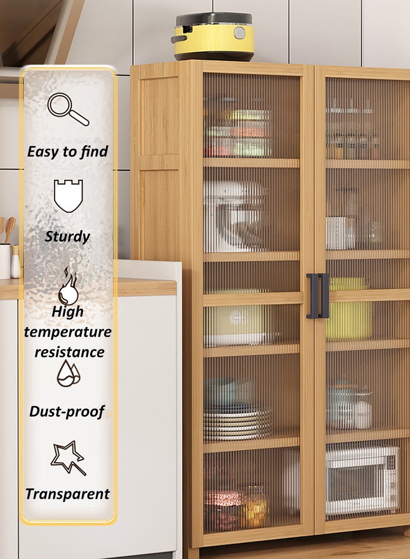 YY-ريشير 6 طبقات خزانة مطبخ ضيقة، خزانة جانبية من الخيزران مع باب لغرفة المعيشة، خزانة زاوية لغرفة المعيشة والمطبخ - Image 4