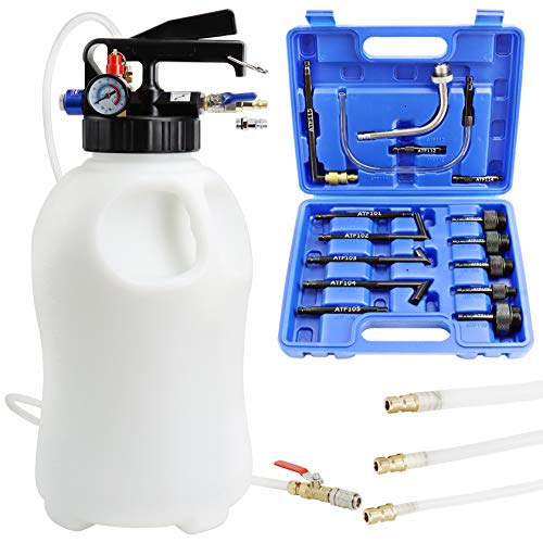 YSTOOL 10L Pneumatic Fluid Extractor Dispenser Set ATF Refill Tool Kit for Changing Oil in Engine Transmission Differential Transfer Case Gear Gearbox Power Steering Coolant with Pump, Blue Case - Image 1