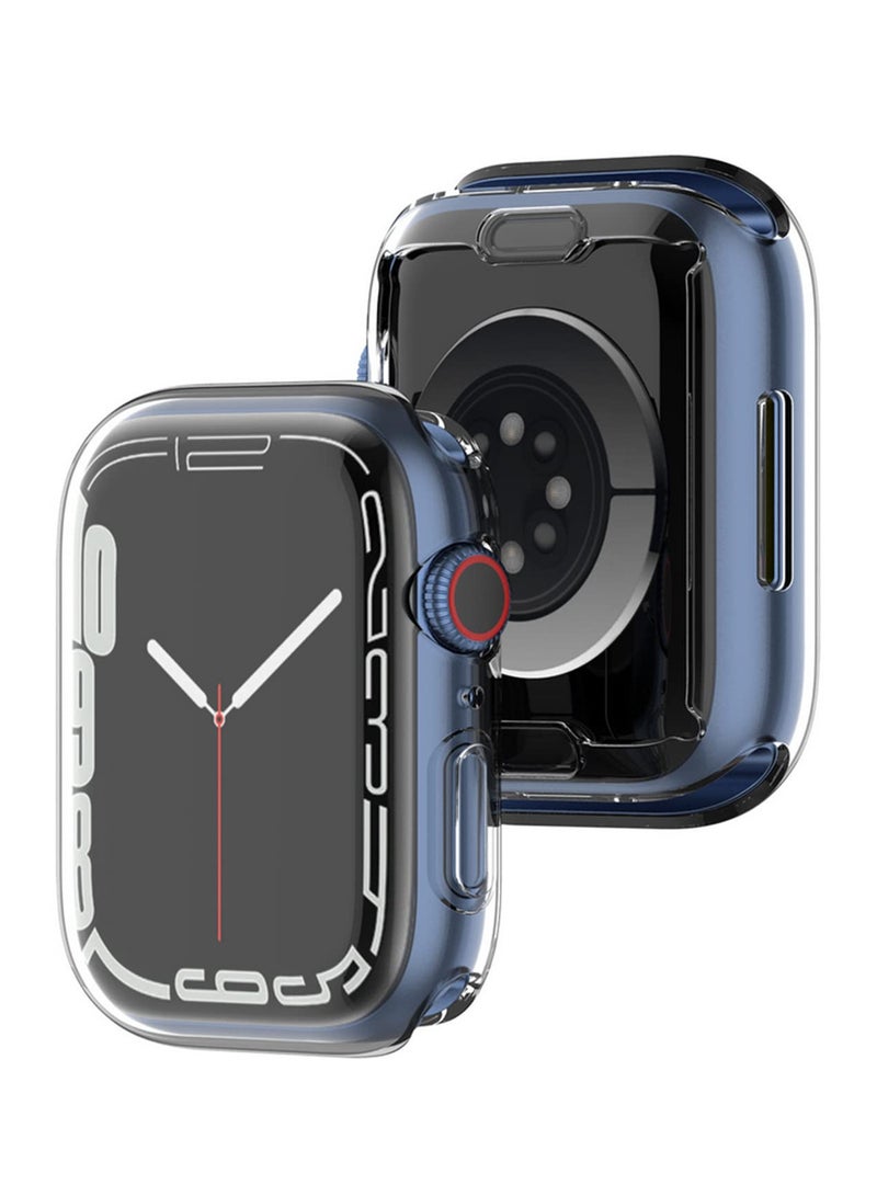 1pcs Soft Protective Case for iWatch 7 41mm Transparent All Covered Screen Protector Cover for Apple Watch Series 7 Shell Accessories Shockproof Durable TPU Case - Image 1