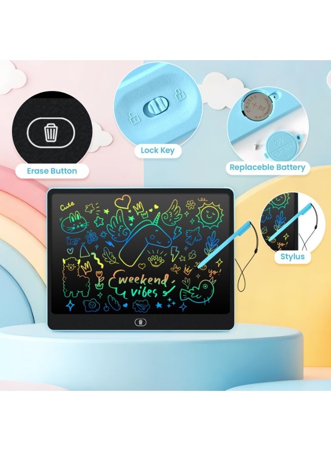 LCD Writing Tablet for Kids, 16 Inch Doodle Board Drawing Sketch Pad, Toddler Travel Essential, Toys for Ages 2-3, Road Trip Activities Airplane Toys, Birthday Boy Girl Gifts Blue - Image 5