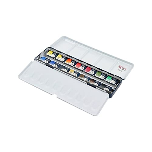 ROSA Gallery Professional Watercolor Paint Set, Made in Ukraine, 14 Water Colors of 2,5ml, Portable Travel Watercolor Kit, High Lightfastness Paints for Artists, Adult in Metal Case - Image 2