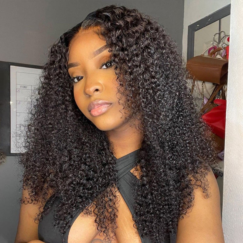 ISEE HAIR HD باروكة أمامية من الدانتيل شعر بشري مجعد كيرلي باروكات سهلة الاستخدام بدون غراء 4x6 باروكة مقصوصة مسبقًا كثافة 180 20 بوصة