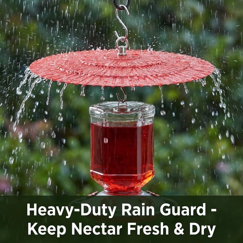Eyrosa 11.5" Metal Bird Feeder Rain Guard - Red Dome Shield Umbrella Cover for Hummingbird and Oriole Feeders - Weatherproof Shade Baffle for Outside Garden - Image 4