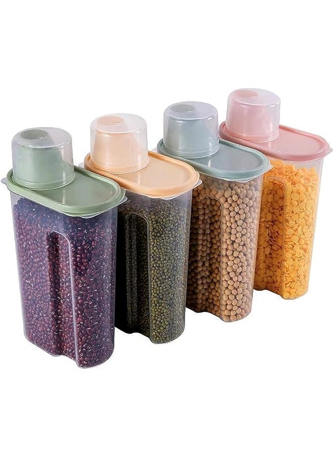 SKY-TOUCH - Food Storage Containers 4Pcs With Measuring Cup 2.5L Airtight Plastic Kitchen And Pantry Storage Organizer Food Grade And Bpa Free For Cereal Dry Food Flour And Sugar - Image 1