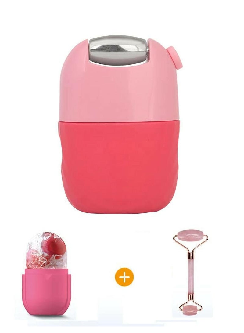 Ice Roller for Face Eye Beauty Skin Care Holder Brightening Massager 2 In 1 Multifunction Moisturizing Firming Shrink Pores Stress Relief Pink - Image 1