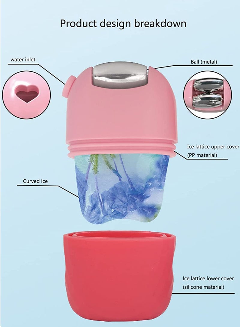 Ice Roller for Face Eye Beauty Skin Care Holder Brightening Massager 2 In 1 Multifunction Moisturizing Firming Shrink Pores Stress Relief Pink - Image 4