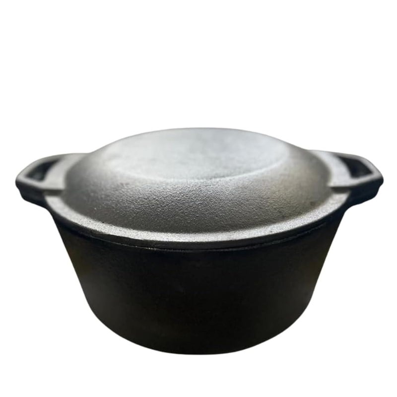 IRONSTER IRONSTER PreSeasoned Cast Iron Dutch Oven Biryani Pot Handi Cast Iron Casserole with Heavy Bottom Cooking Pot with Lid Gas Stove and Induction Compatible Cast Iron Cookware 30cm 48 Litre Black  - Image 1