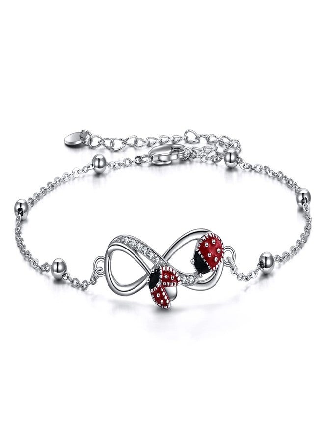 POPLYKE Ladybug Anklets for Women 925 Sterling Silver Ladybug Jewelry Gifts for Mother Daughter Sister Grandma - Image 1