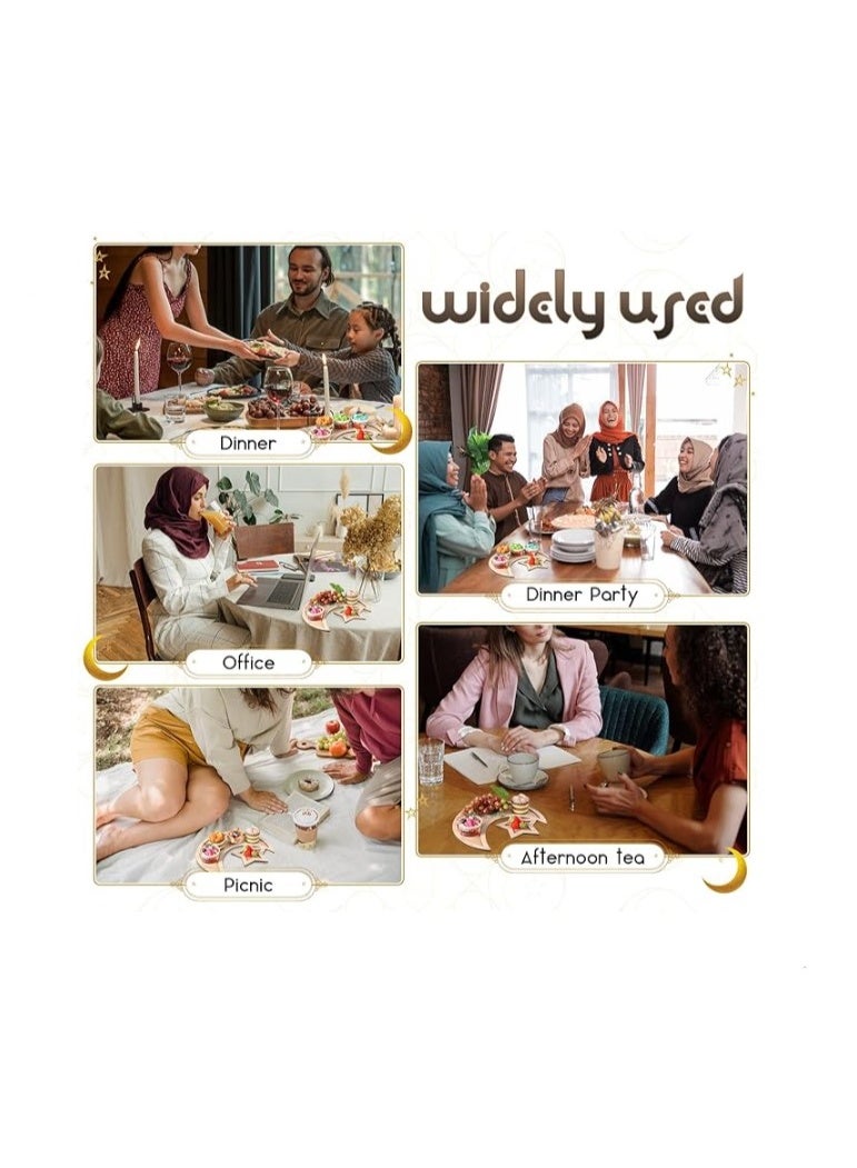 Eid Display Tray Decor – Star & Moon Wooden Dessert Tray, Food Serving Tableware, Ramadan & Eid Mubarak Snack Holder for Home and Parties (1 Piece) - Image 2