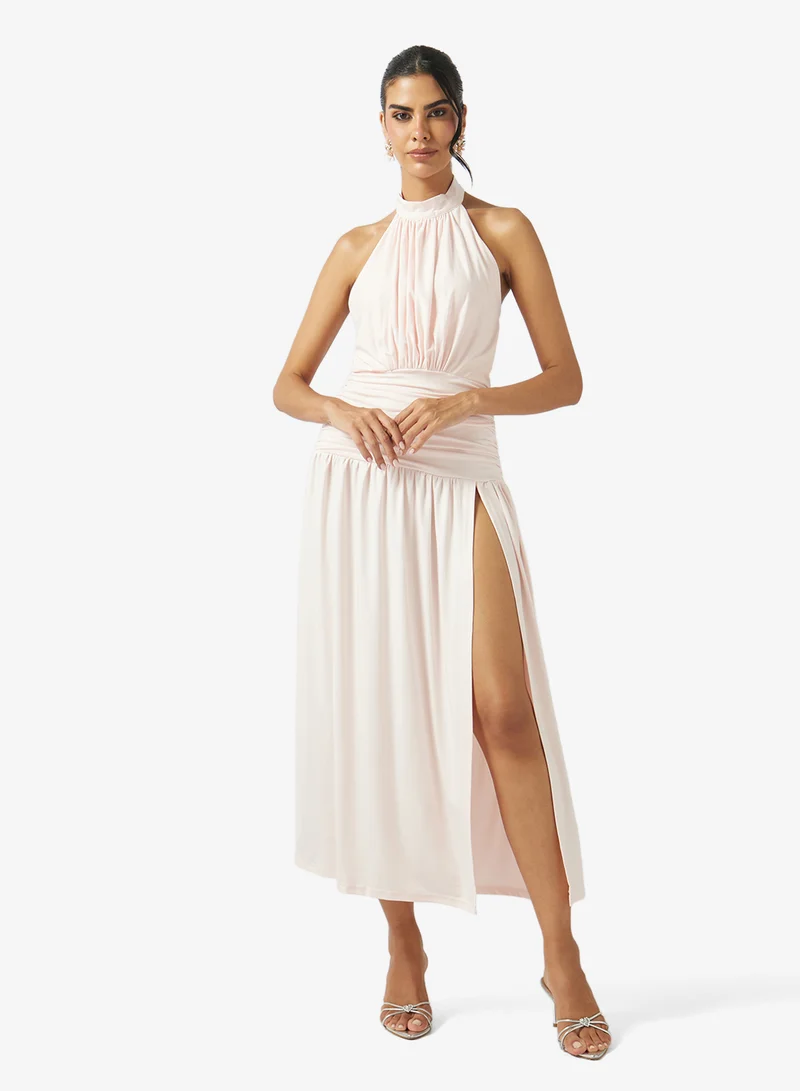 Halter Neck Dres With Slit