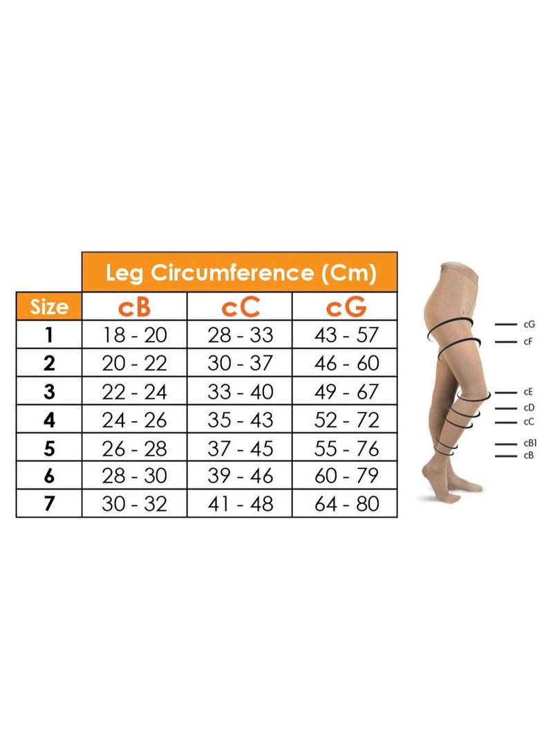 GO SILVER Over Knee High Compression Socks, Class 3 (34-46 mmHg) Open Toe Flesh - Image 3