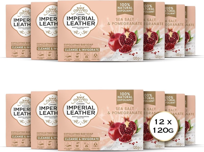 Imperial Leather Pomegranate Sea Salt Exfoliating Bar Soap Bulk Buy Pack 12 x 120g