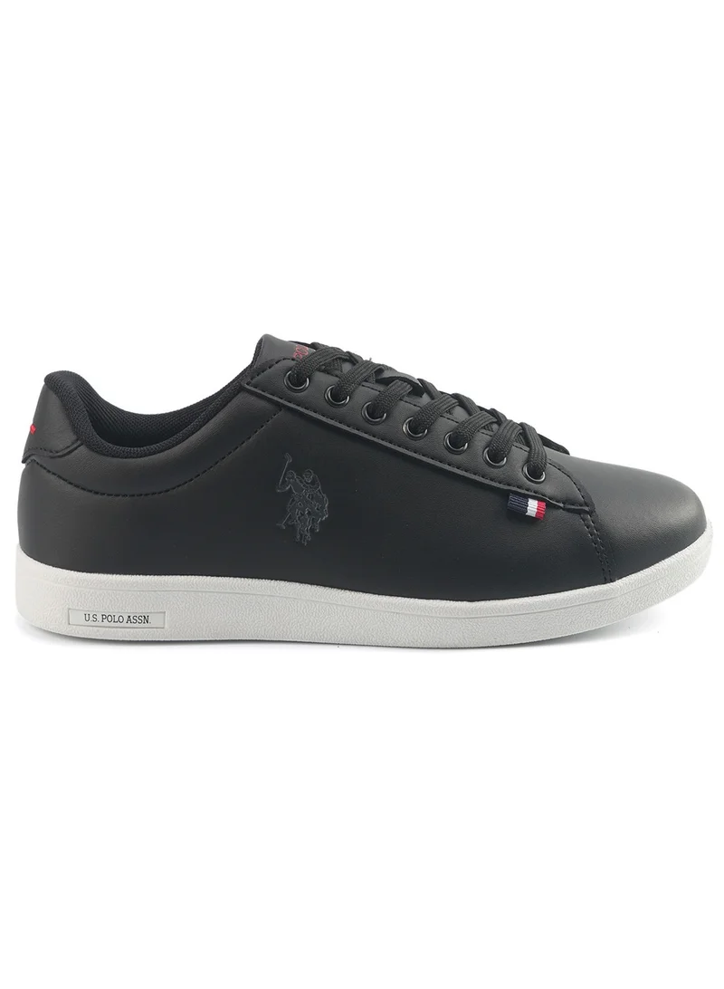 يو اس بولو اسن Women's Black Low-Top Sneakers - Bold Lace-Up Style for Striking Everyday Look
