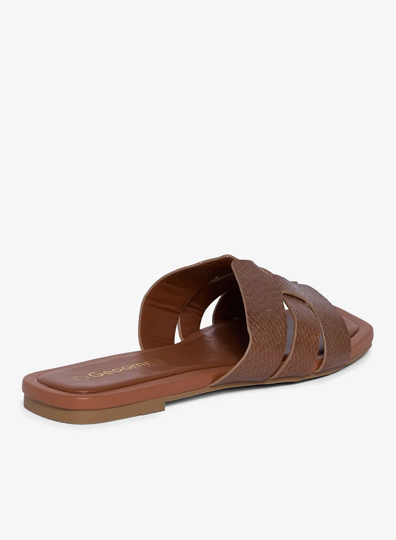 Geoomnii TAN Geoomnii Flat Sandals for Women – Comfortable Slip-On Casual Summer Sandals for Daily Wear, Walking & Travel for Women | Best Price UAE