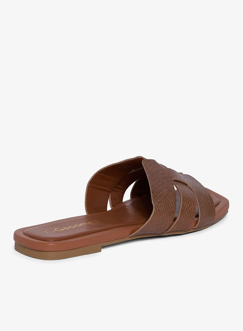 Geoomnii TAN Geoomnii Flat Sandals for Women – Comfortable Slip-On Casual Summer Sandals for Daily Wear, Walking & Travel for Women | Best Price UAE