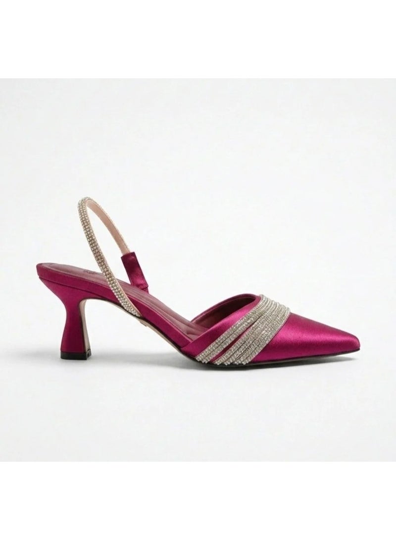 Vbranda Elegant satin heels with a pointed toe designC-84 - Image 2