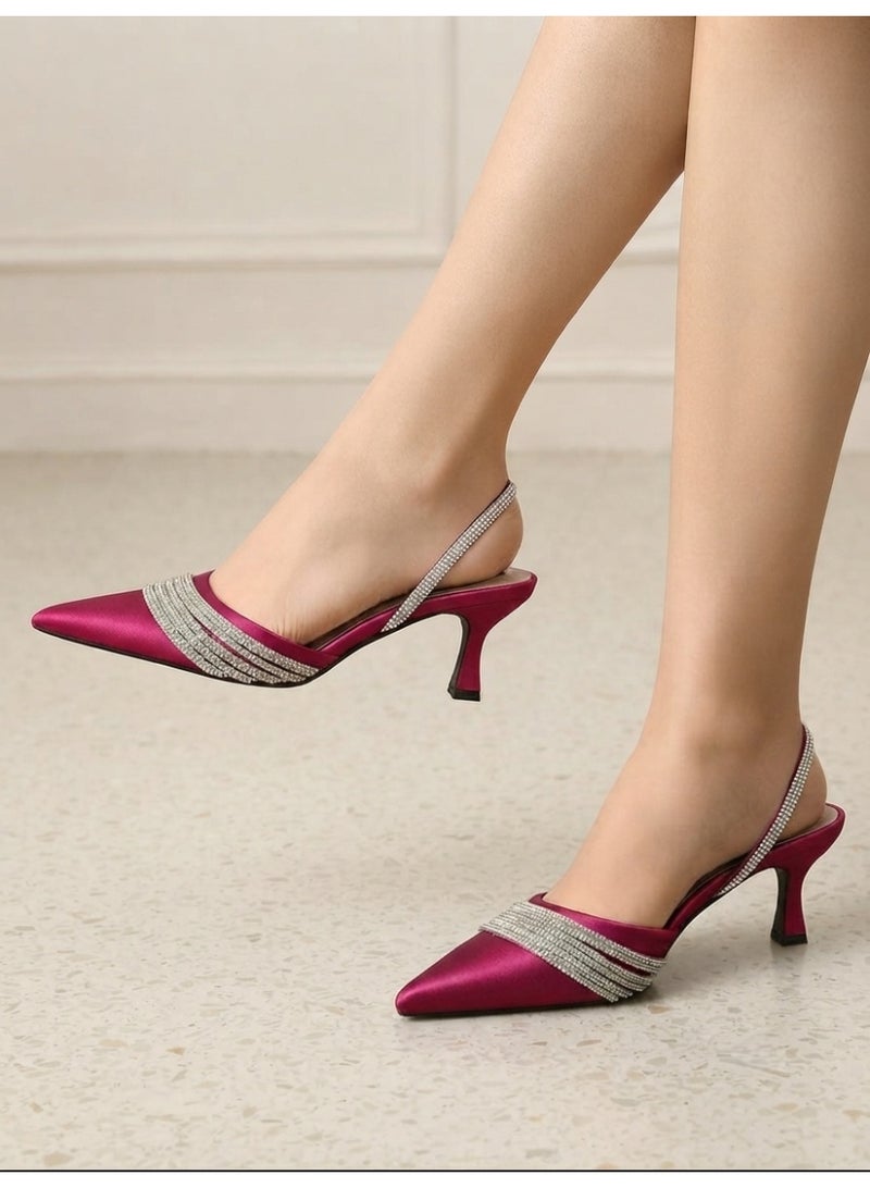 Vbranda Elegant satin heels with a pointed toe designC-84 - Image 1