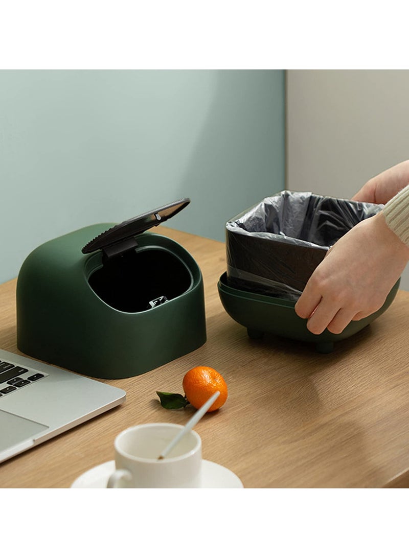 Small Desktop Trash Can With Lid, Cute Mini Trash Can Push-Type Wastebasket Suitable For Various Countertops, Desk Trash Cans (Yellow)