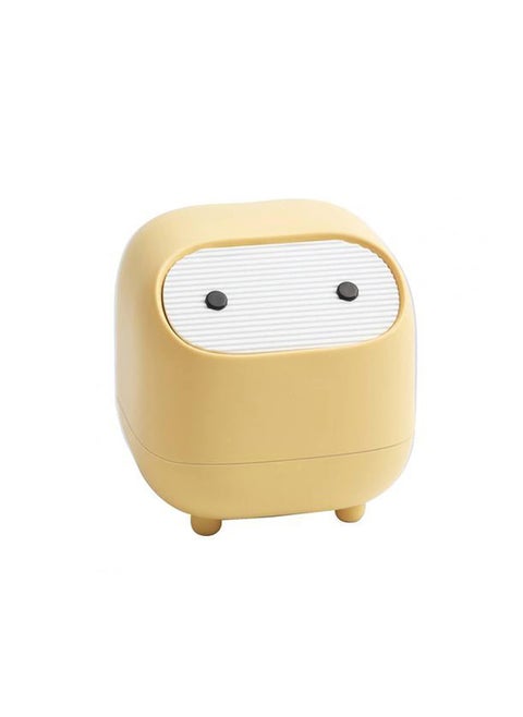 Small Desktop Trash Can With Lid, Cute Mini Trash Can Push-Type Wastebasket Suitable For Various Countertops, Desk Trash Cans (Yellow)