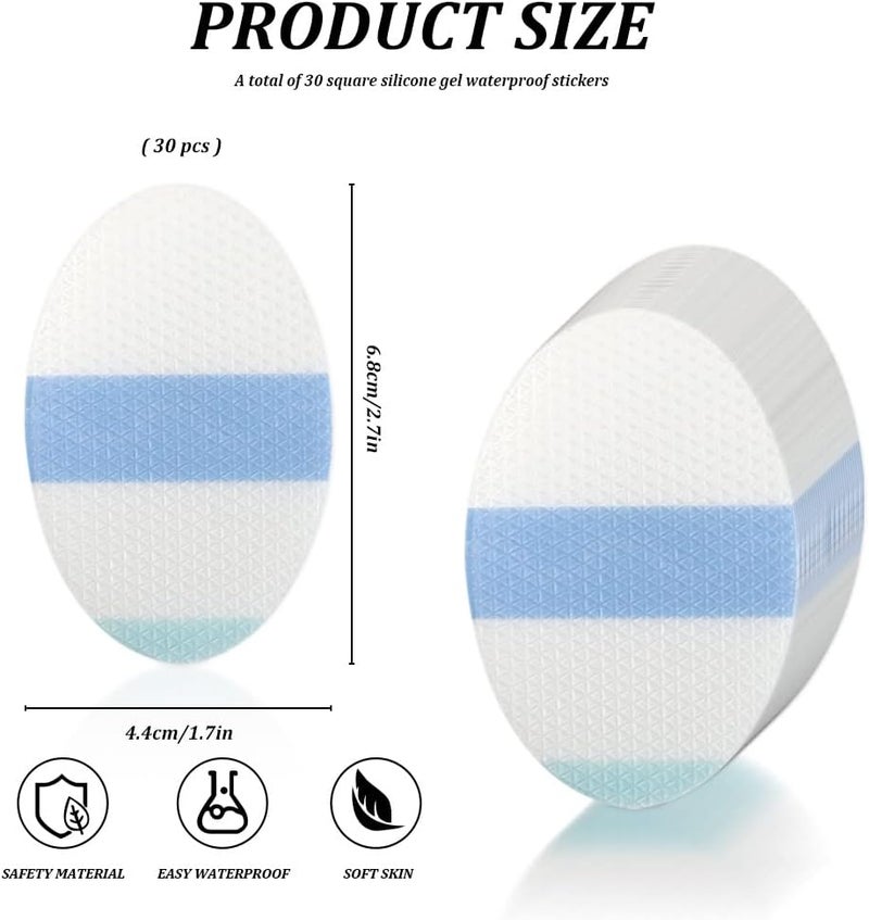 Yitexin 30Pcs Shower Waterproof Patches 44x68cm17x27in Transparent Adhesive Waterproof Ear Patch Breathable Waterproof Transparent Dressing Bandage Protective Patch Oval - Image 2