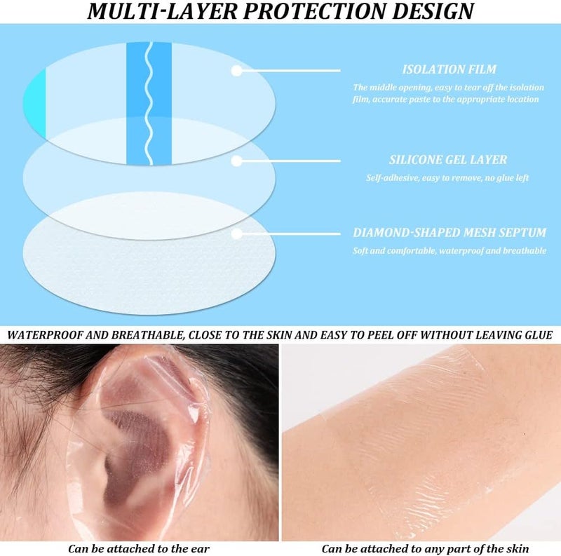 Yitexin 30Pcs Shower Waterproof Patches 44x68cm17x27in Transparent Adhesive Waterproof Ear Patch Breathable Waterproof Transparent Dressing Bandage Protective Patch Oval - Image 3
