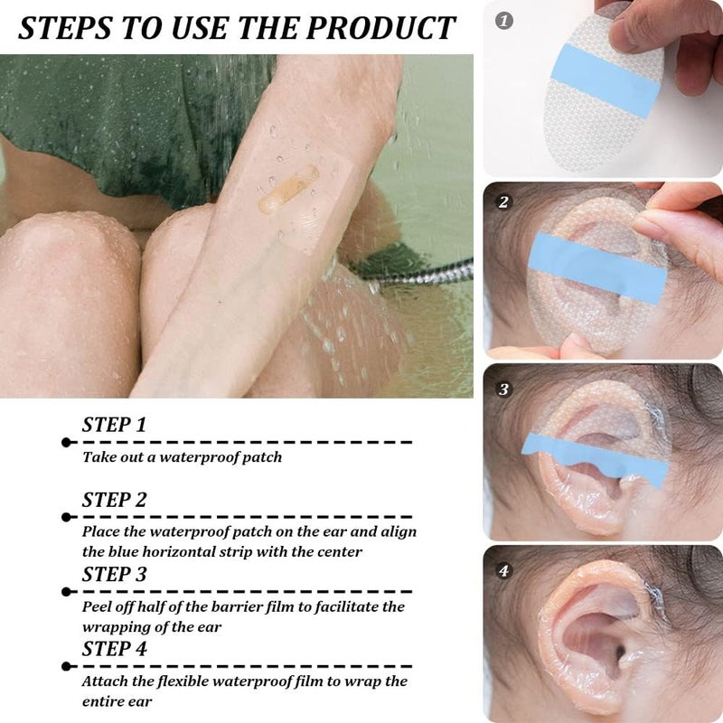 Yitexin 30Pcs Shower Waterproof Patches 44x68cm17x27in Transparent Adhesive Waterproof Ear Patch Breathable Waterproof Transparent Dressing Bandage Protective Patch Oval - Image 4