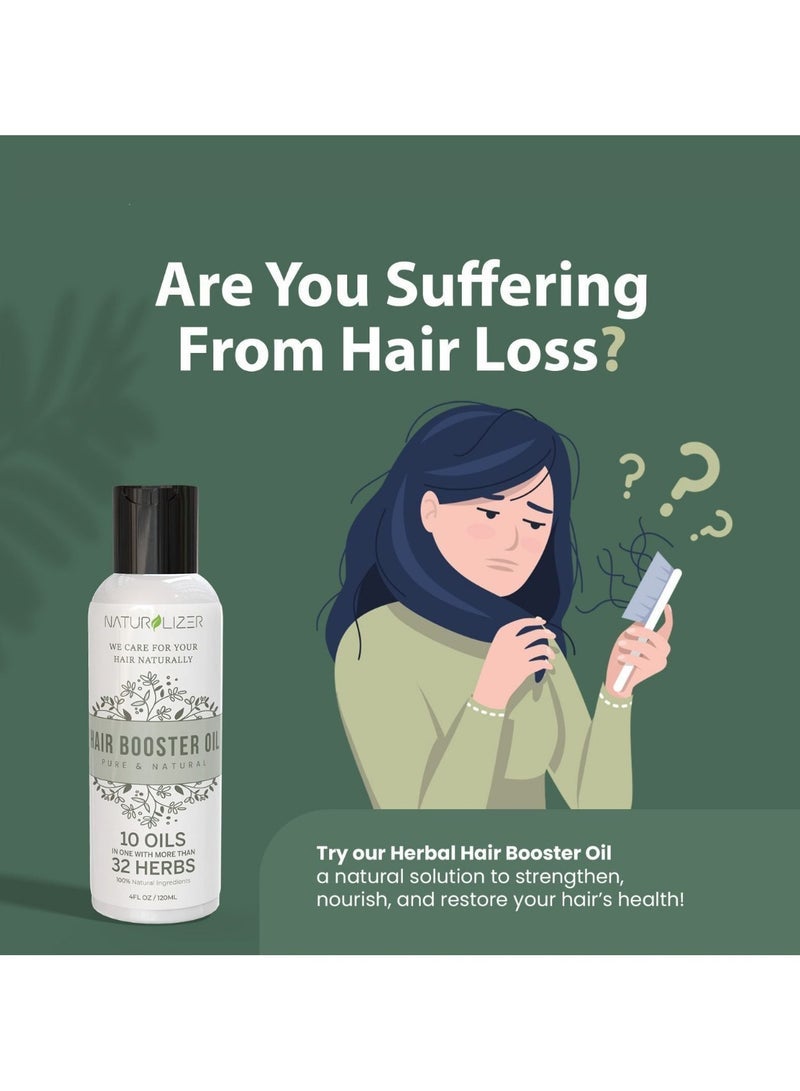 Naturalizer Hair Growth Oil â€“ 100% Natural & Organic With 10 Oils And More Than 32 Herbs, Black Seed Oil, Seasame Oil, Mustard Oil, Castor Oil, Argan Oil, Coconut Oil, Rosemary Oil for Curly Hair, Effective Thickening & Hair Loss Treatment - Image 4