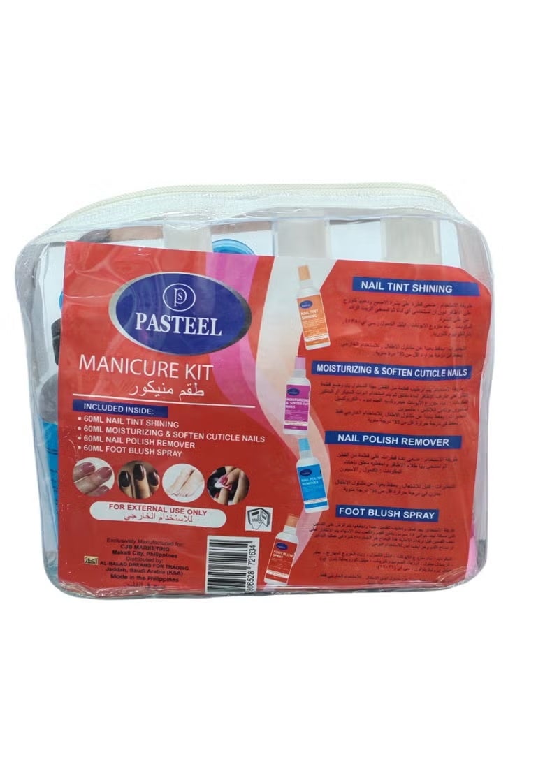 PASTEEL Cuticle remover, softener and moisturizer 60ml, nail polish remover 60ml, nail polish remover 60ml, foot spray 60ml, cleaning brush and file - Image 1
