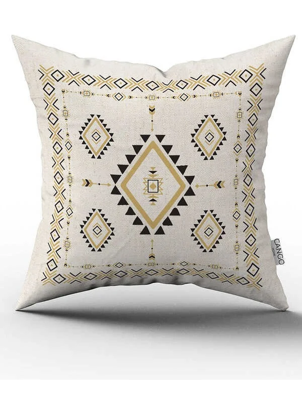 Cango Home Double Sided Cream Black Ethnic Kilim Patterned Digital Printed Throw Pillow Cover CGH1086