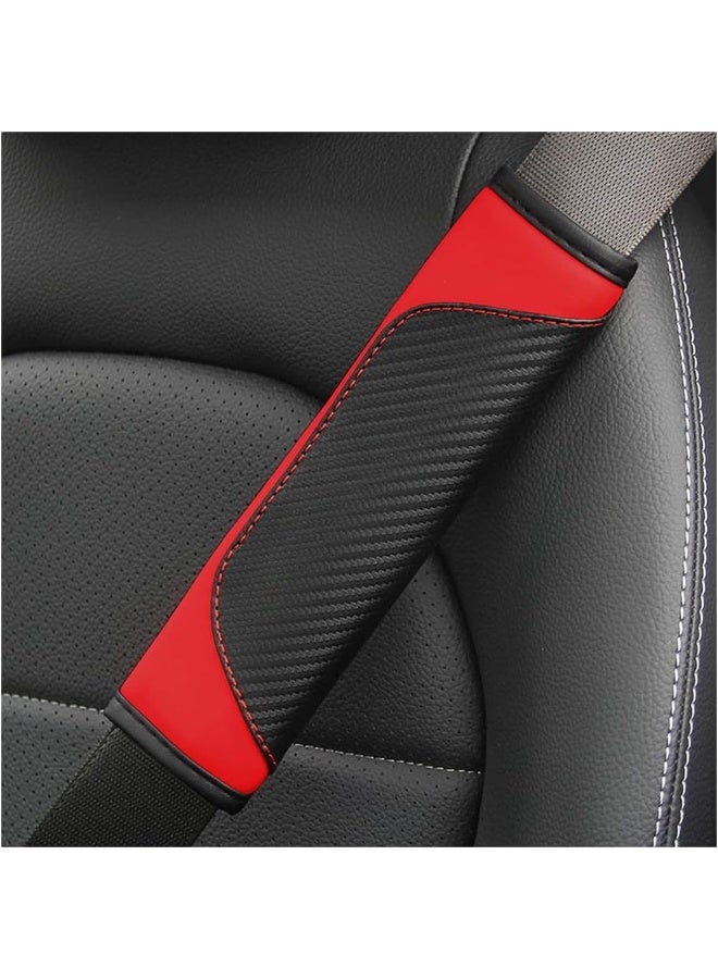 (2PCS) غطاء حزام الأمان الخاص بالسيارة، أغطية حزام الأمان المصنوعة من ألياف الكربون، غطاء حمالة الأمان اللينة للجلد القابل للنفخ احمي عنقك وكتفك متوافق مع السيارات - Image 1