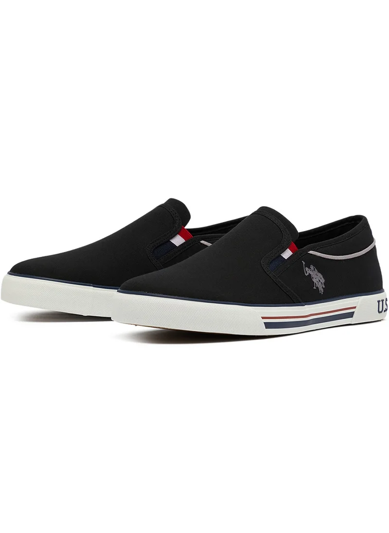 يو اس بولو اسن Men's Black Low-Top Sneakers - Lightweight Slip-On Design