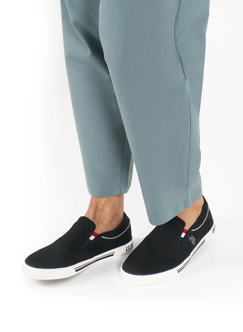 U.S. Polo Assn. Black Men's Black Low-Top Sneakers - Lightweight Shoes Slip-On Design for Men | Best Price UAE
