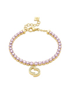 CERRUTI 1881 Claudia Gold Plated, Rose Crystals and Double 'C' Charm Bracelet for Women  - Image 1