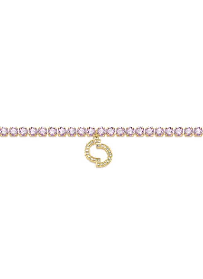 شيروتي 1881 Claudia Gold Plated, Rose Crystals and Double 'C' Charm Bracelet for Women