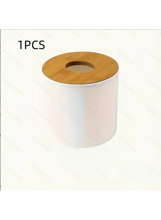 Modern Large Capacity White Tissue Box Holder Space Saving Bathroom Living Room Organizer - Image 1