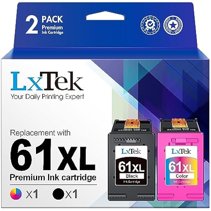 REMANUFACTURED INK CARTRIDGE REPLACEMENT FOR HP 61XL 61 XL TO USE WITH ENVY 4500 5530 5535 DESKJET 2540 1010 OFFICEJET 4632 4634, HIGH YIELD(1 BLACK,1 TRI-COLOR, 2 PACK) - Image 1