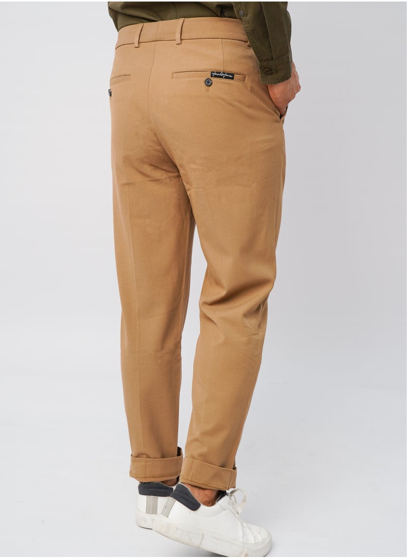 JACK & JONES Men’s Flat Front Fold Ankle Cuff Formal Pant in Castor Coat  - Image 2
