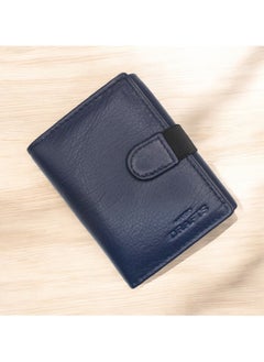 MARIO DRAFTS Mario Drafts Men's Genuine Leather Button Wallet, Navy  - Image 1