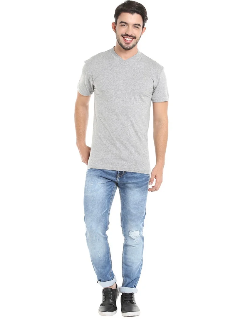 BYC MEN'S V-NECK COTTON T-SHIRT (PACK OF 3) - GREY