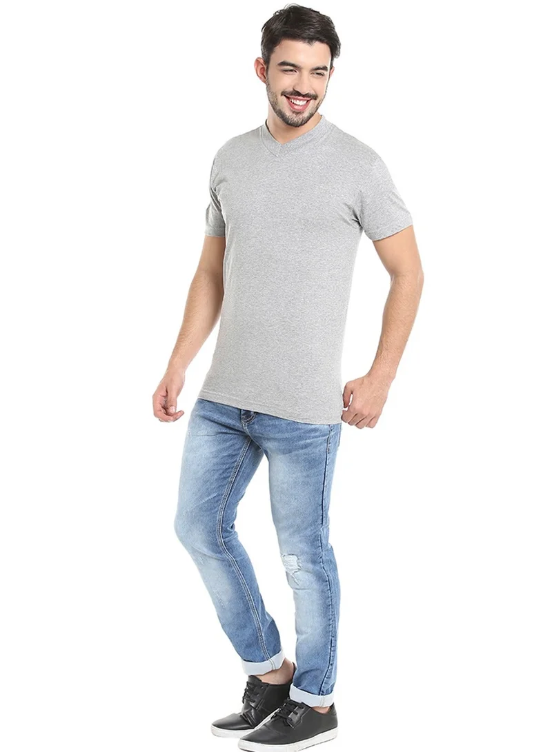 BYC MEN'S V-NECK COTTON T-SHIRT (PACK OF 3) - GREY