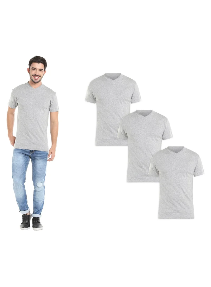 BYC MEN'S V-NECK COTTON T-SHIRT (PACK OF 3) - GREY