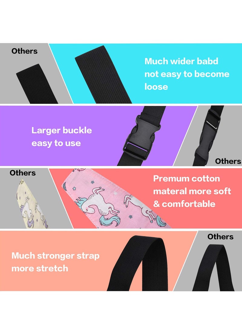 Excefore Baby Carseat Head Support, 2PCS Baby Car seat Head Support, Stroller Neck Relief Strap Headrest,Slumber Sling Sleep Positioner for Toddler Infants Child Children Kids, Pink Unicor - Image 2