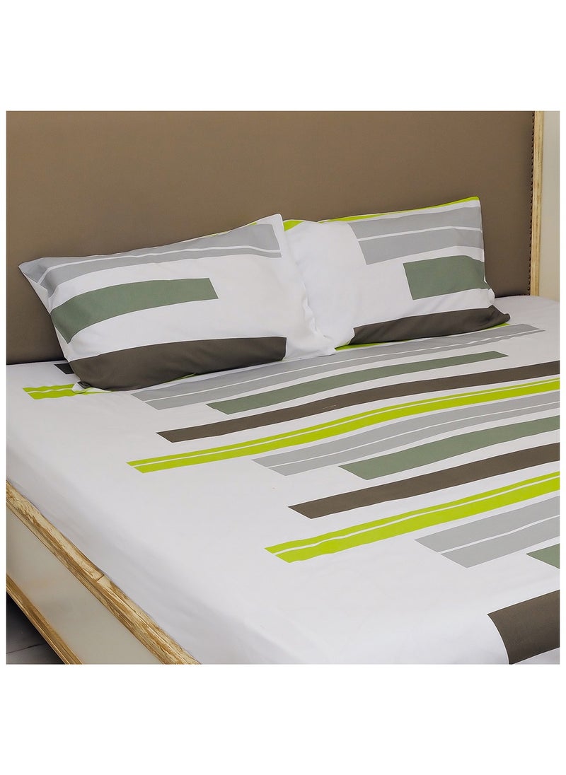 Home-Tex Design 3 Piece Hometex Design 100% Cotton King size printed flat sheet set DEAR - 1 Flat Sheet (240x260 cm) + 2 Pillow Covers (50x80 cm)  - Image 1